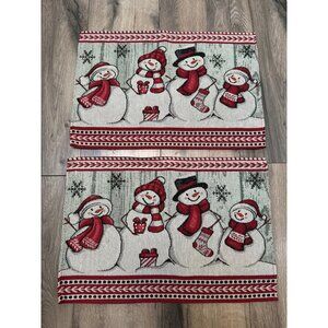 Snowman Pattern Tapestry Placemats Set Of 2